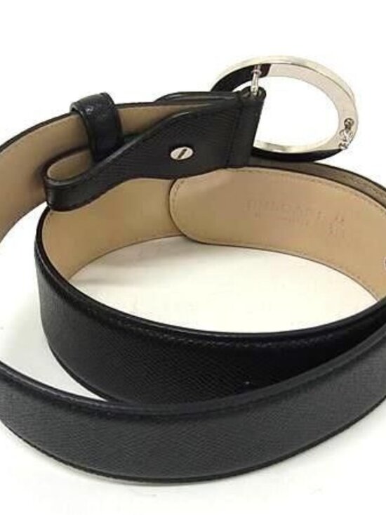 Bvlgari Belt Black Leather Circle Logo Gold main image 4